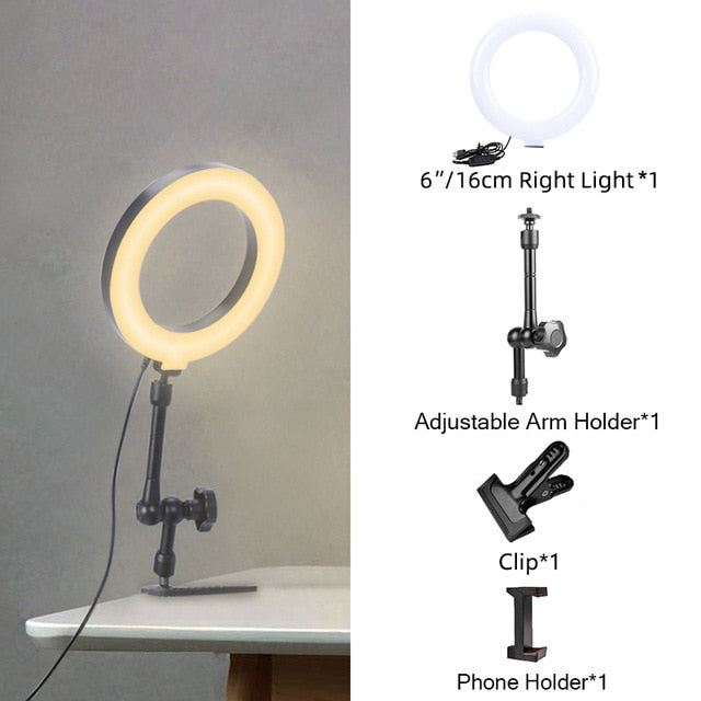 Extended Arm Desktop Ring Light - HomeOfficeHaven